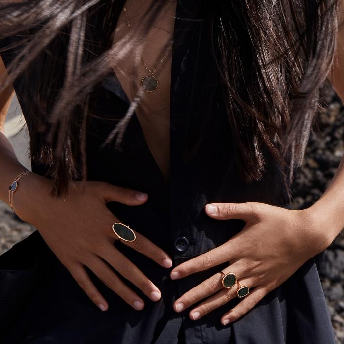 Ginette Ny Golden Obsidian Disc Ring