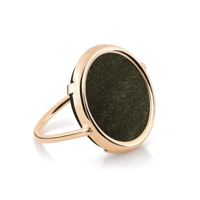 ginette ny golden obsidian disc ring