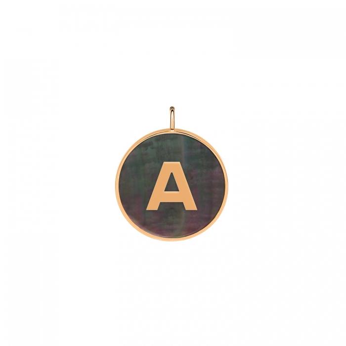 ginette ny initial ever black MOP disc pendant