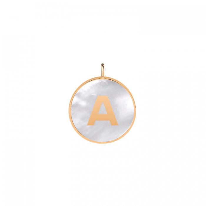 ginette ny initial ever white MOP disc pendant