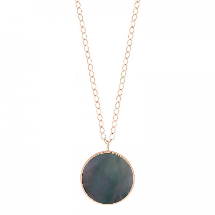 ginette ny jumbo ever black MOP disc on chain
