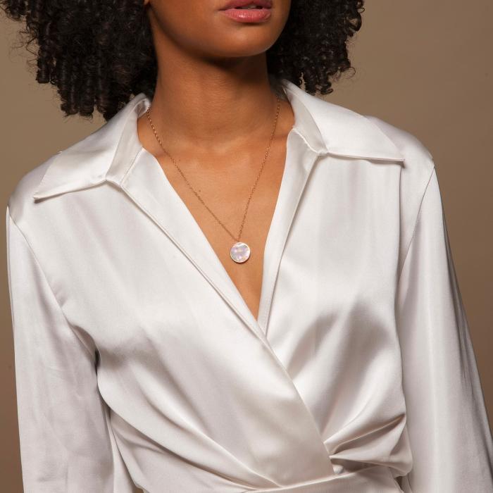 Ginette Ny Jumbo Ever White MOP Disc On Chain