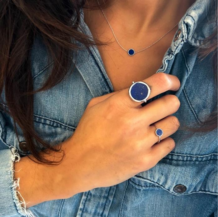 Ginette Ny Lapis White Gold Disc Ring