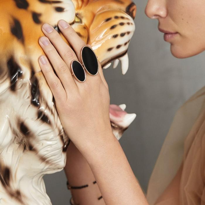 Ginette Ny Large Ellipse Onyx Ring