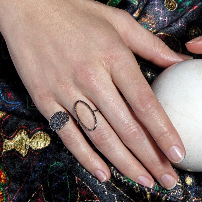 Ginette Ny Large Sequin Black Diamond Ring