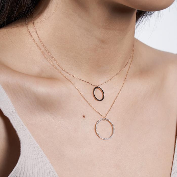 Ginette Ny Mini Black Diamond Circle On Chain