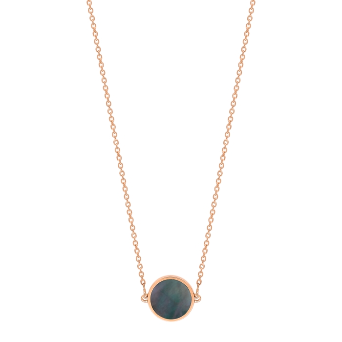 ginette ny mini ever black MOP disc necklace