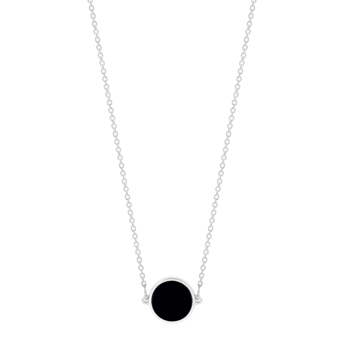ginette ny mini ever onyx white gold disc necklace