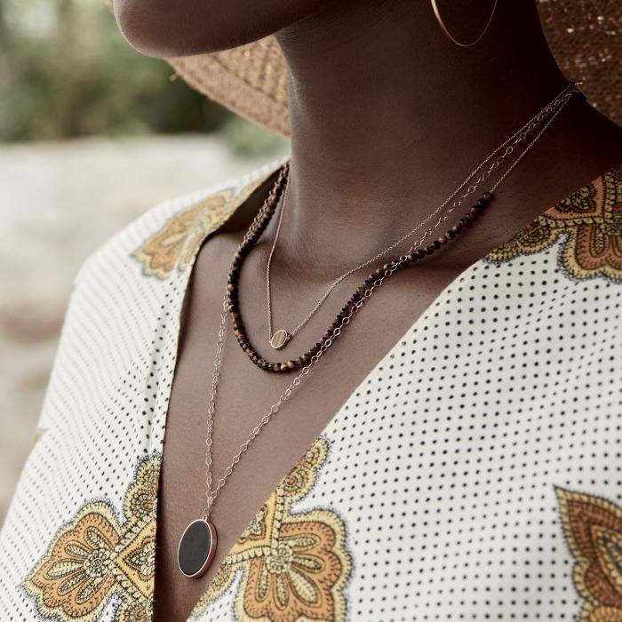 Ginette Ny Mini Ever Tiger Eye Disc Necklace