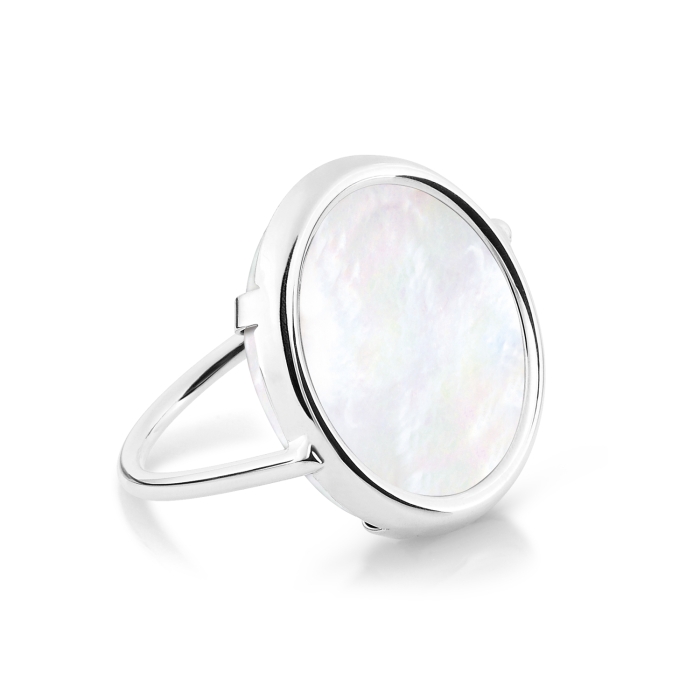 ginette ny MOP white gold disc ring