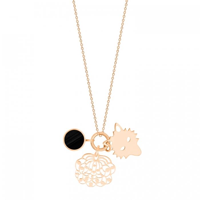 ginette ny twenty onyx 3 charms on chain