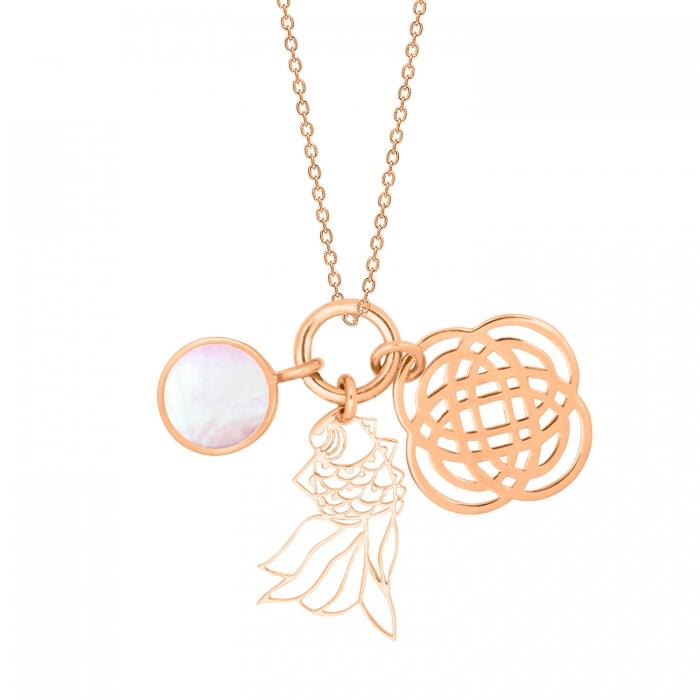 Ginette Ny Twenty Pink MOP 3 Charms On Chain