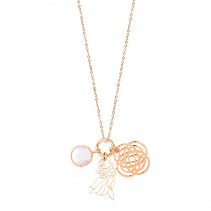 ginette ny twenty pink MOP 3 charms on chain