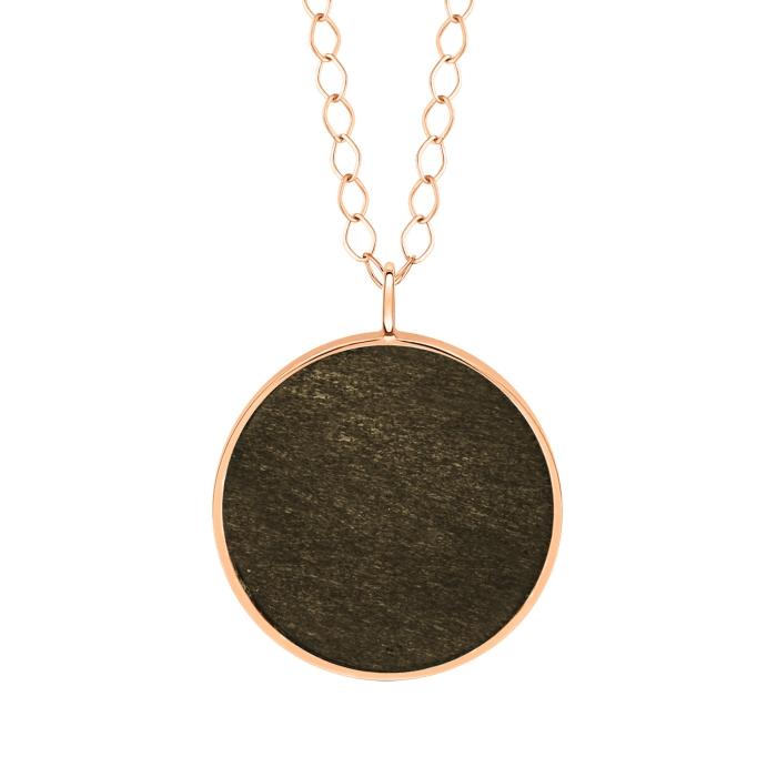 Ginette Ny Jumbo Ever Golden Obsidian Disc On Chain