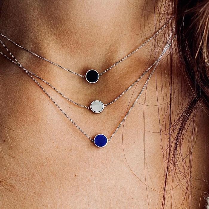 Ginette Ny Mini Ever Lapis White Gold Disc Necklace