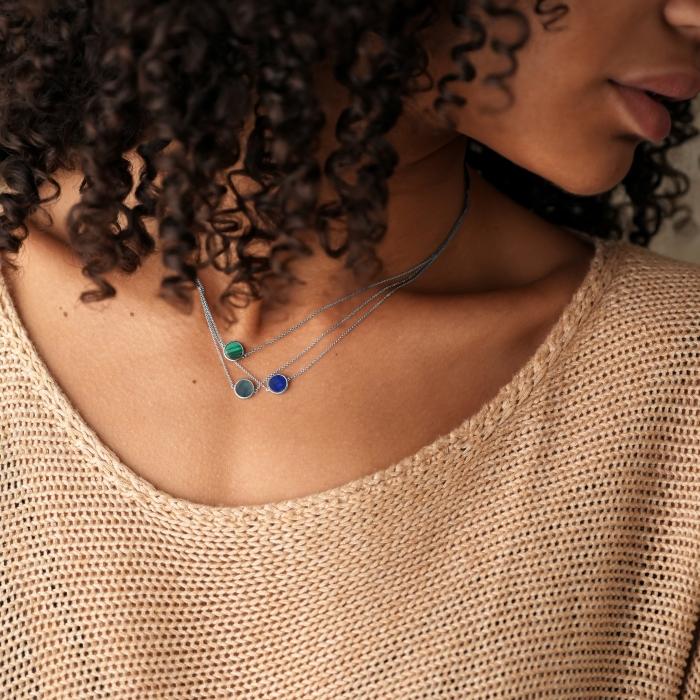 Ginette Ny Mini Ever Lapis White Gold Disc Necklace