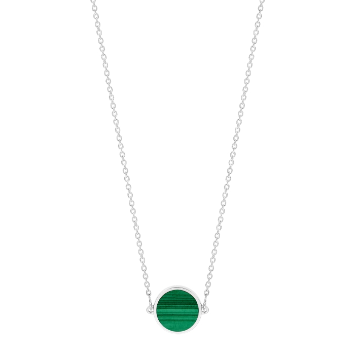 ginette ny mini ever malachite white gold disc necklace