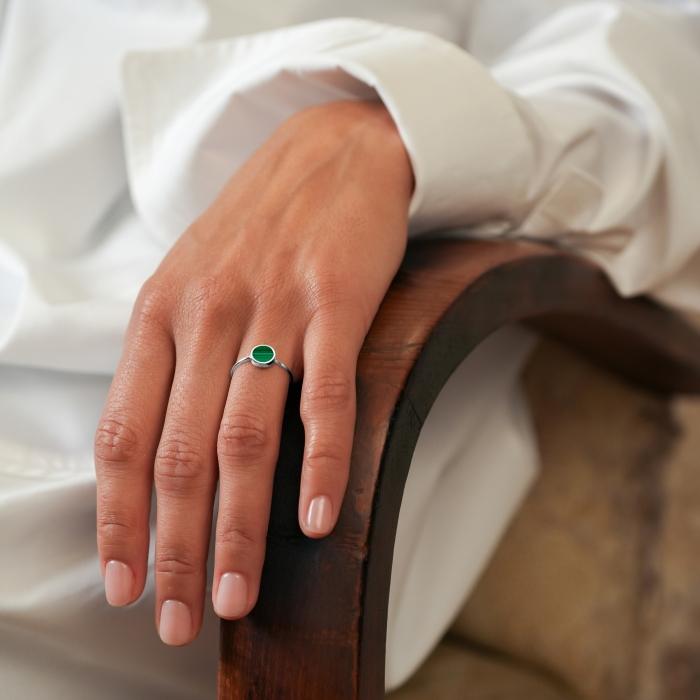 Ginette Ny Mini Ever Malachite White Gold Disc Ring