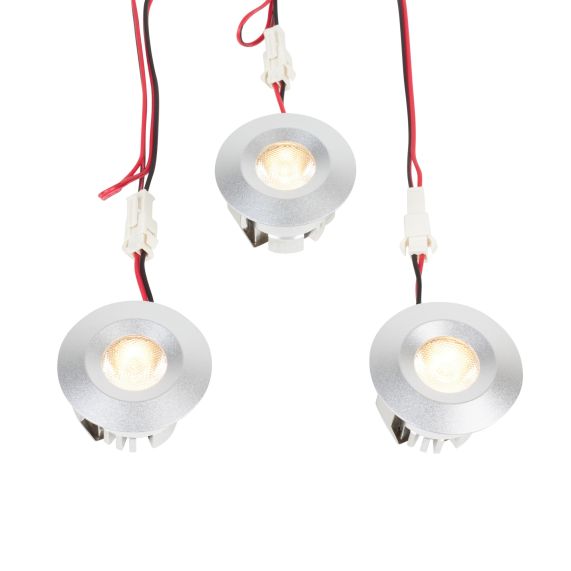Girard Sudron 3 Spots Led Alu Encastres Messa 3x1W 220-240V IP44 3x95lm 3000K 42x36mm