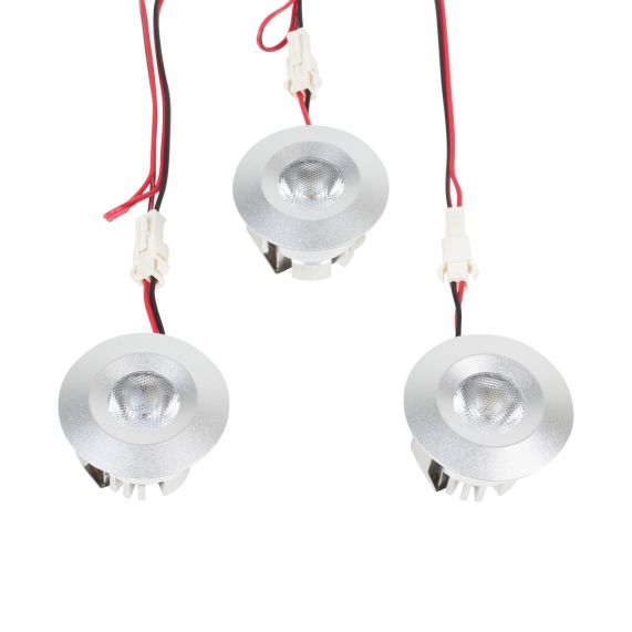 girard sudron 3 spots led alu encastres Messa 3x1W 220-240V IP44 3x95lm 3000K 42x36mm