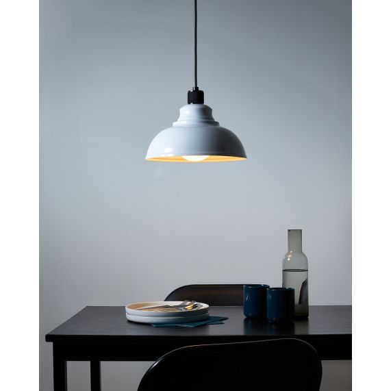 Girard Sudron Abat-jour Metal E27 Blanc Industriel Retro 300x165mm