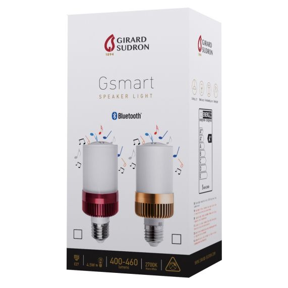 Girard Sudron Ampoule Haut Parleur SPEAKER LED 4 5W E27 400>460LM - COULEUR OR ROSE