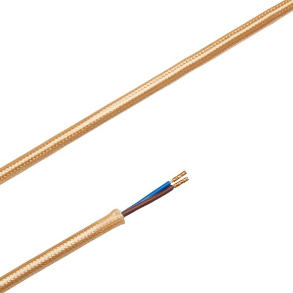 Girard Sudron Cable Rond Beige Dore Textile 2x0 75mm² Double Iso 2m