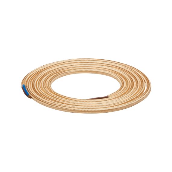 girard sudron Cable rond beige dore textile 2x0 75mm² double iso 2m