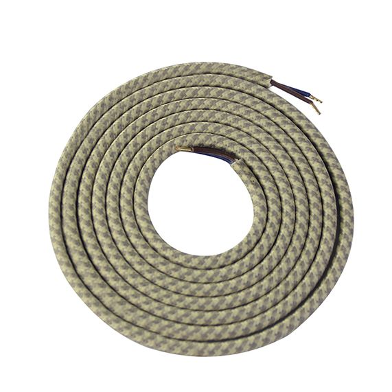 girard sudron Cable rond beige/kaki textile 2x0 75mm² double iso 2m