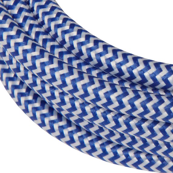 Girard Sudron Cable Rond Bleu/blanc Chevron Textile 2x0 75mm² Double Iso 2m