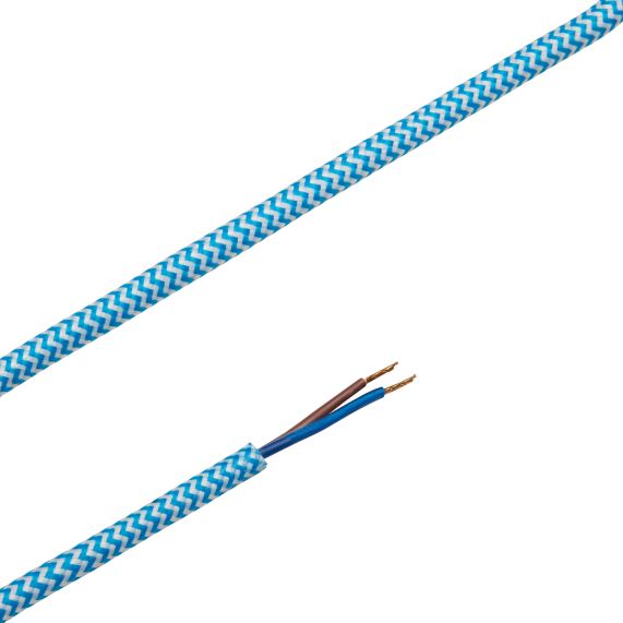 Girard Sudron CABLE ROND CHINÉ BLEU 2 MÈTRES 2 X 0 75MM2