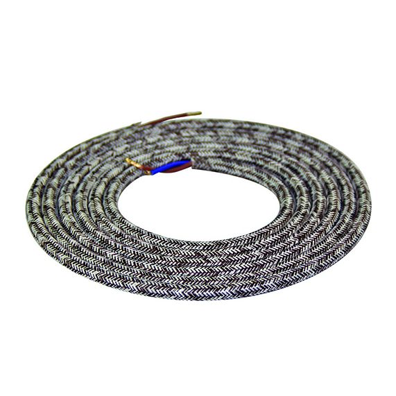 girard sudron Cable rond marron chine textile 2x0 75mm² double iso 2m