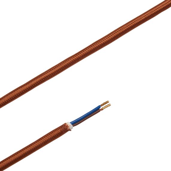Girard Sudron Cable Rond Marron Textile 2x0 75mm² Double Iso 2m