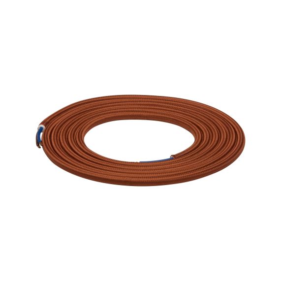 girard sudron Cable rond marron textile 2x0 75mm² double iso 2m