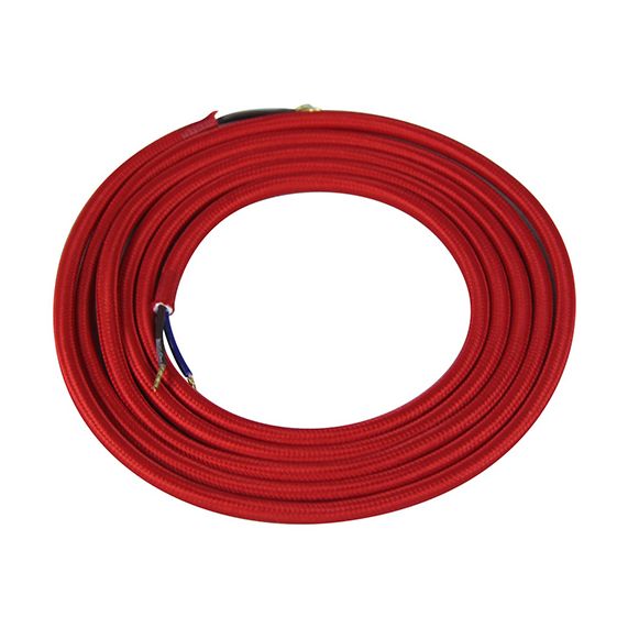 girard sudron Cable rond rouge coquelicot textile 2x0 75mm² double iso 2m