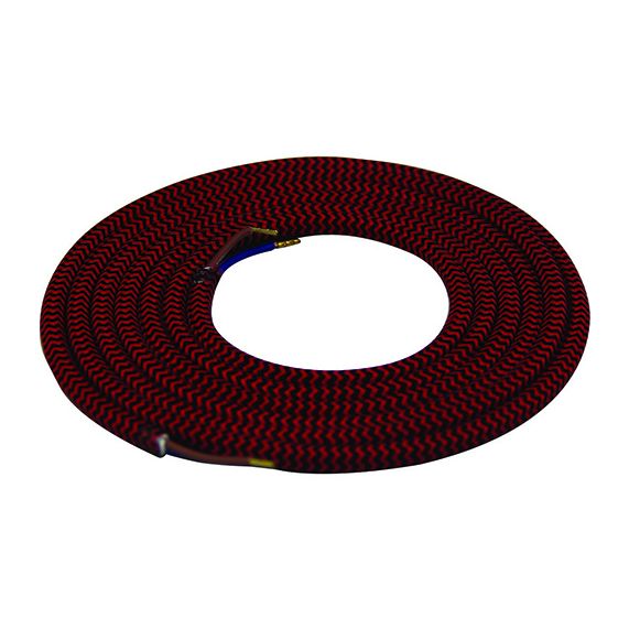 girard sudron Cable rond rouge/noir chevron textile 2x0 75mm² double iso 2m