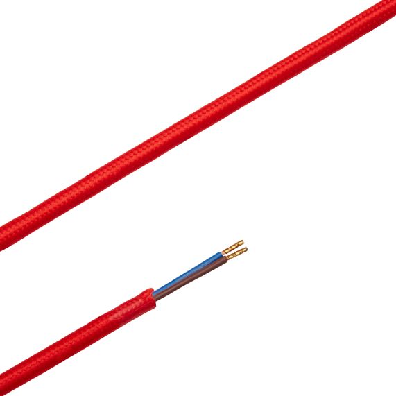Girard Sudron Cable Rond Rouge Textile 2x0 75mm² Double Iso 2m