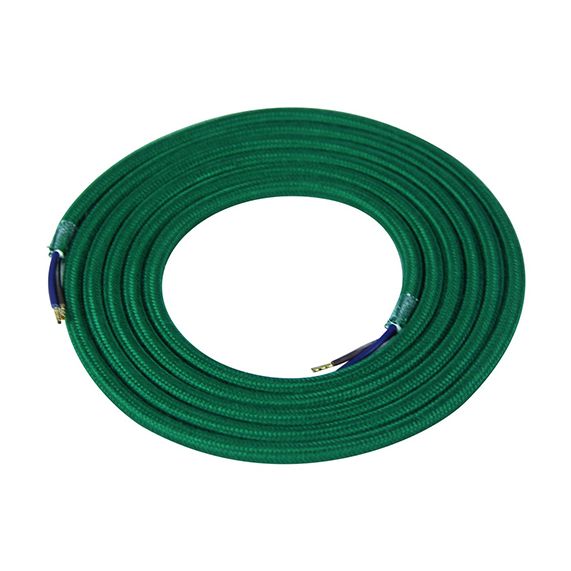 girard sudron Cable rond vert profond coton 2x0 75mm² double iso 2m