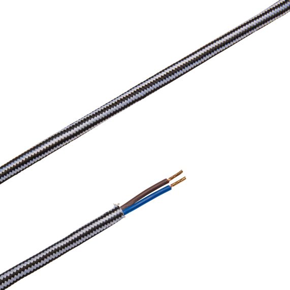 Girard Sudron CÂBLE TEXTILE ROND 2X0 75MM2 DOUBLE ISOLATION NOIR BLANC 2 MÈTRES