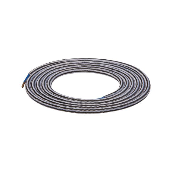 girard sudron CÂBLE TEXTILE ROND 2X0 75MM2 DOUBLE ISOLATION NOIR BLANC 2 MÈTRES