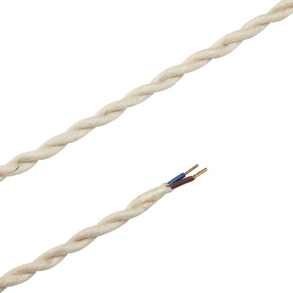 girard sudron Cable torsade blanc casse 2x0 75mm² double iso 2m