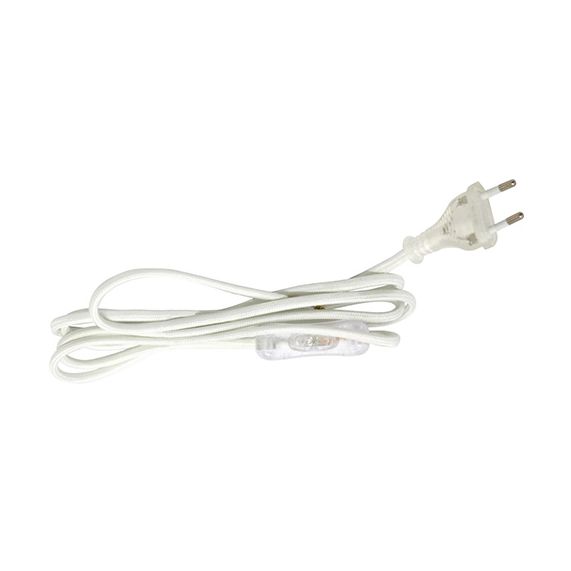 girard sudron Cordon textile blanc av fiche et inter transparent 2x0 75mm² 2m