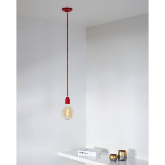 Girard Sudron Douille Ceramique E27 Rouge Porcelaine H79mm