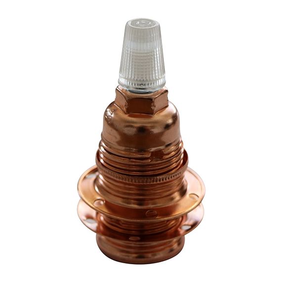 girard sudron DOUILLE E14 FILETÉE ACIER CUIVRÉ AVEC TERRE ARRÊT CÂBLE 2 BAGUES