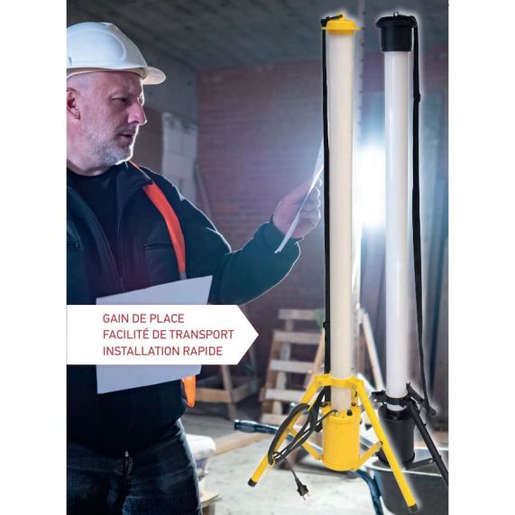 Girard Sudron Eclairage Chantier Led Jaune Batterie Ou Secteur Lassen 55W IP65 6100lm 6000K