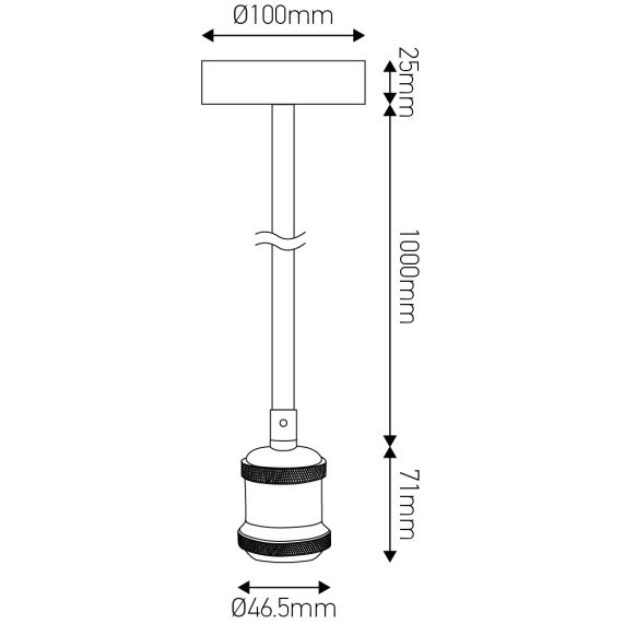 Girard Sudron FS ECOWATTS - SUSPENSION E27 MÉTAL CÂB. TEXT. L.100CM OR