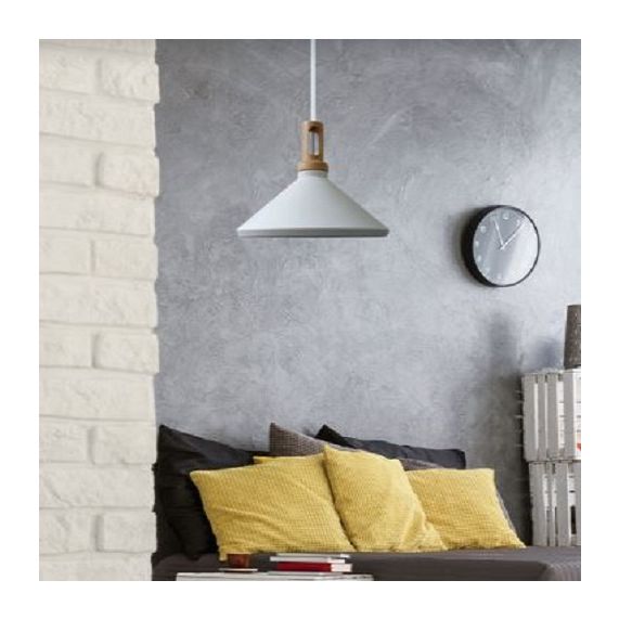 Girard Sudron FS EL SUSPENSION E27 MAX.60W ABAT-JOUR ALU BLANC MAT ET BOIS CLAIR EXT