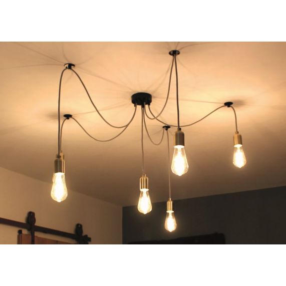 Girard Sudron PLAFONNIER ACIER 6 SORTIES NOIRES