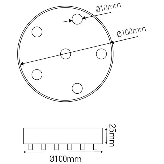 Girard Sudron PLAFONNIER ACIER 6 SORTIES NOIRES