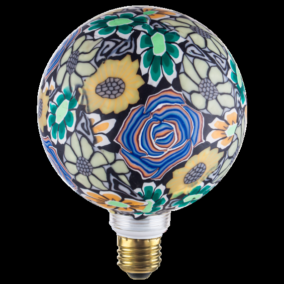 Girard Sudron Globe G125 E27 Bleu/orange Bresilienne Imprimé Floral 4W 470lm 2700K Dim
